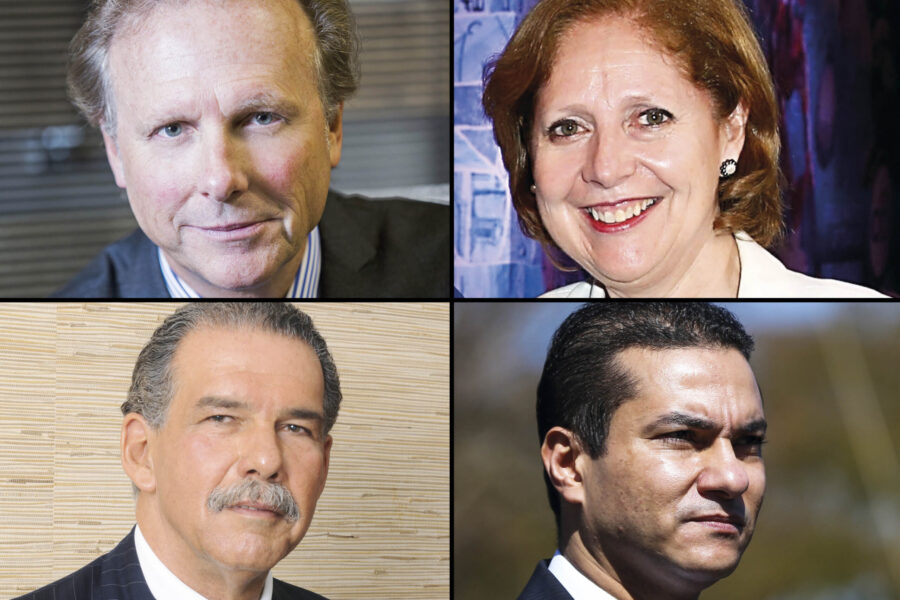 Em sentido horário: Thomaz Zanotto, Liliana Ayalde, Marcos Pereira e Carlos Gomes (Everton Amaro/Getty Images/Agência Brasil/Carolina Braga)