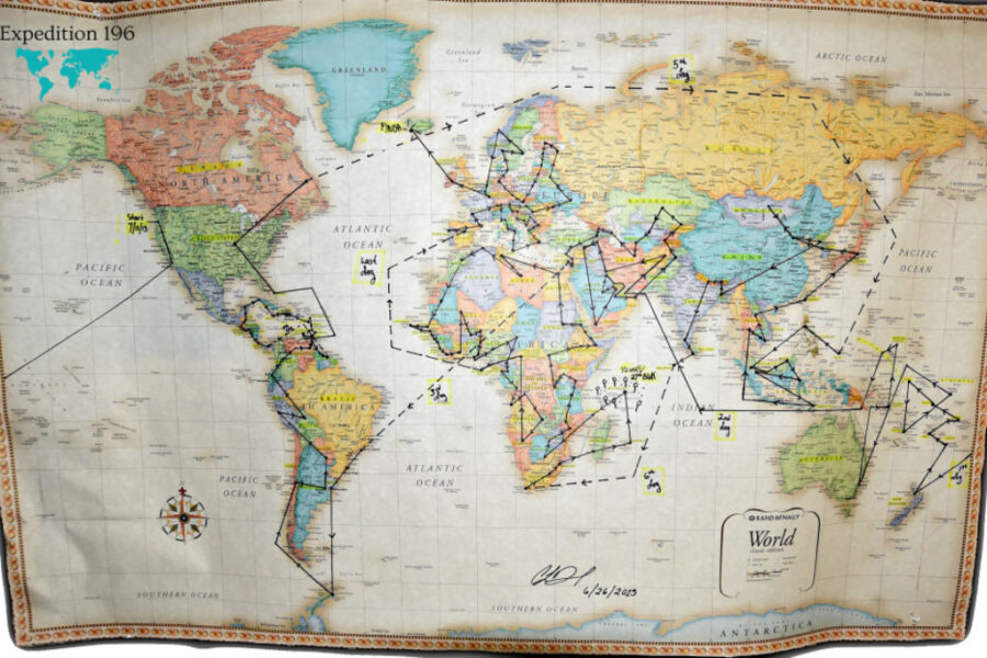 Mapa do roteiro de viagem de Cassie DePecol