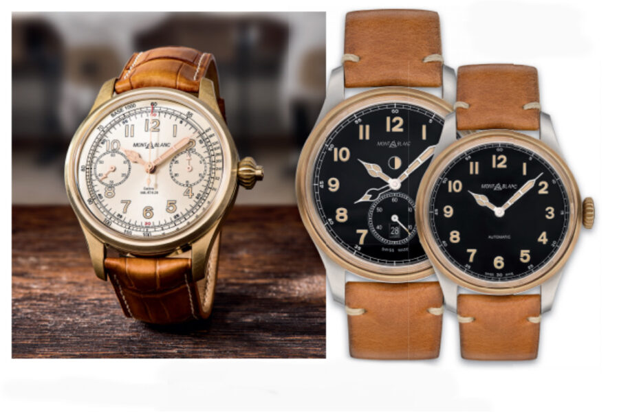 Linha 1858 (da esq. para a dir.): Chronograph Tachymeter, Automatic Dual Time e Automatic (Divulgação)