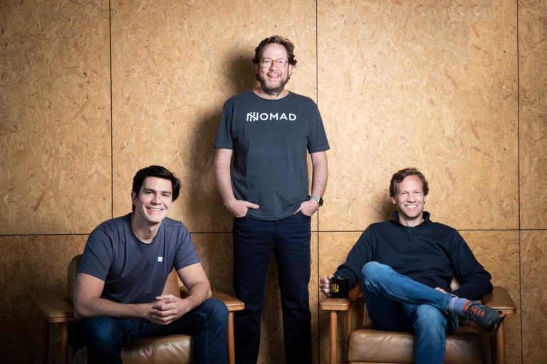 Na imagem: o CEO Lucas Vargas; Eduardo Haber e Patrick Sigrist, fundadores da Nomad