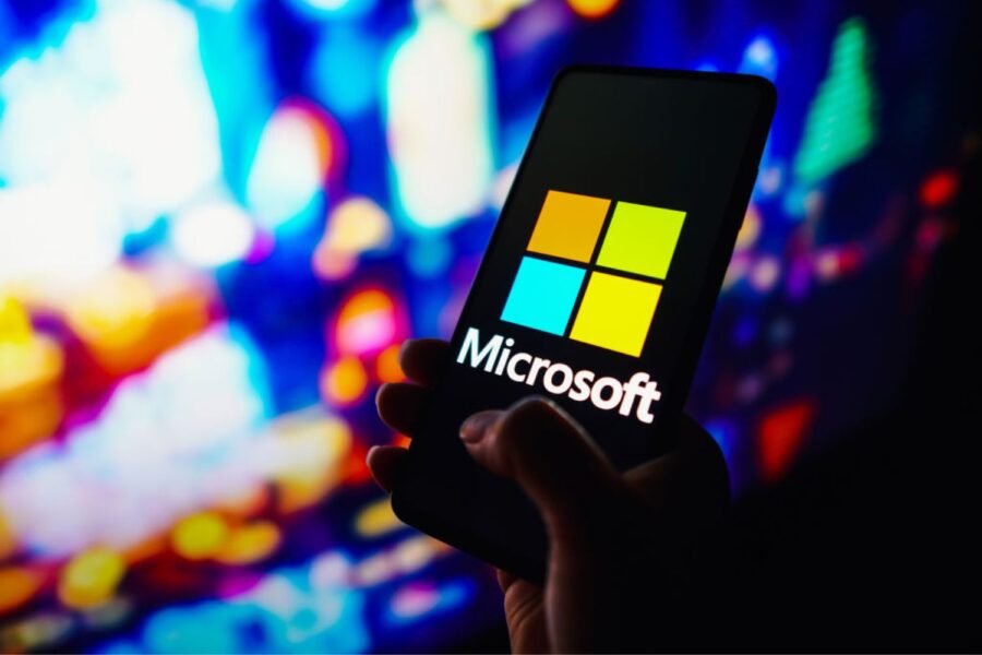 Logotipo da Microsoft em celular