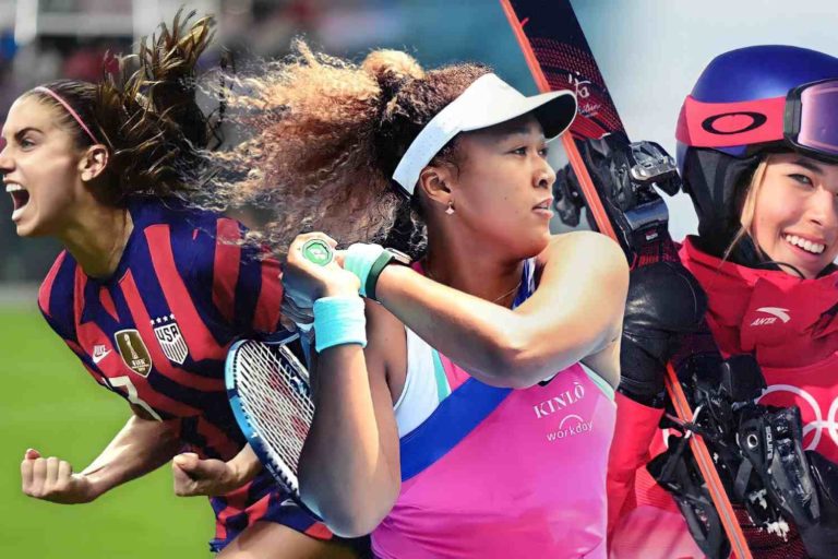 Alex Morgan, jogadora de futebol dos EUA, tenista Naomi Osaka e a esquiadora Eileen Gu