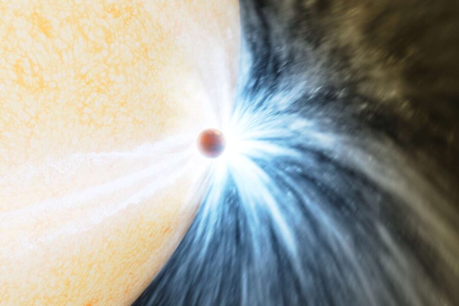 Planeta condenado tocando superfície de sua estrela