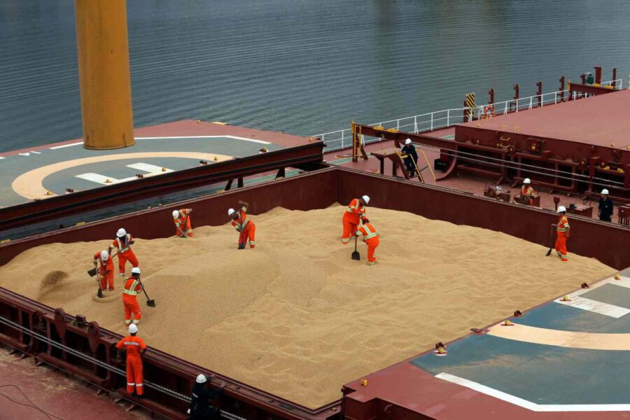 Carregamento de grãos no Porto de Santos