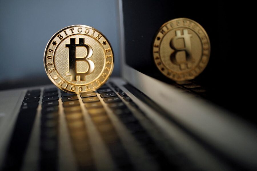Moeda representando um bitcoin