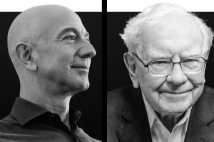 Os bilionários Warren Buffet e Jeff Bezzos - Fotos: Tmothy Archibald e Michael Prince para a Forbes