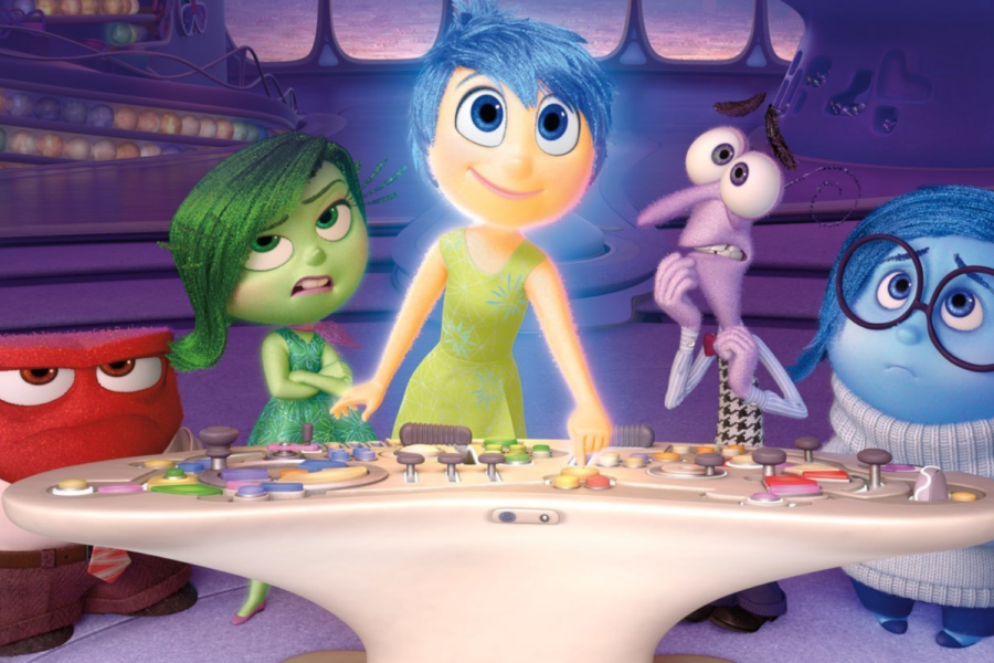 Personagens do filme "Divertida Mente": raiva, nojinho, alegria, medo e tristeza.