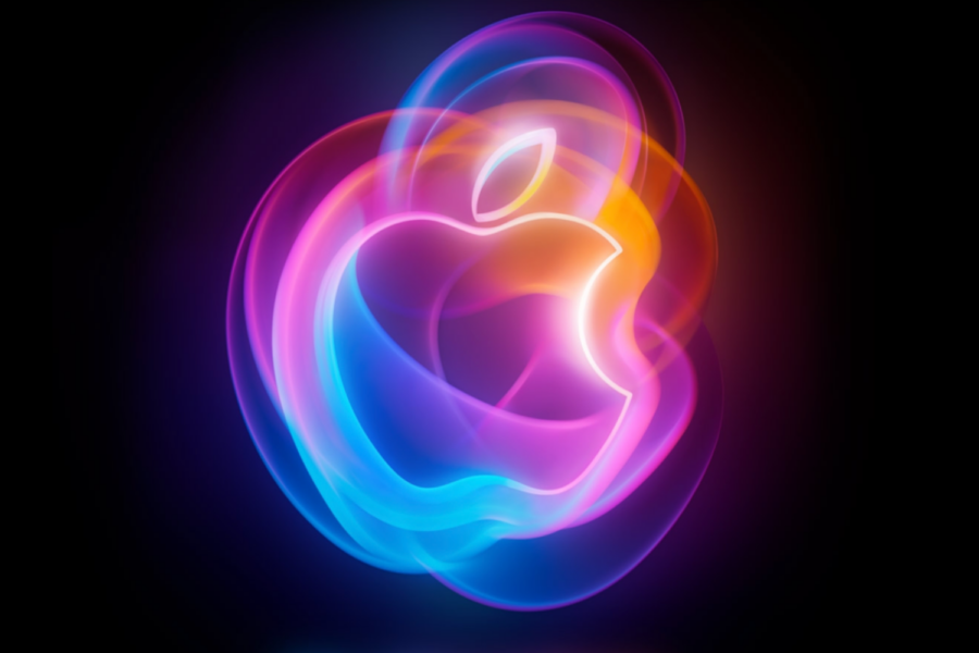 Imagem do logo da Apple no convite de lançamento do novo iPhone 16