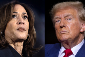 Foto de Kamala Harris e Donald Trump