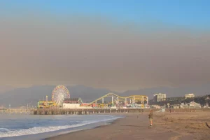 Vista do incêndio em Los Angeles (Foto: Getty Images)