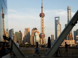 Distrito financeiro de Pudong em Xangai, China