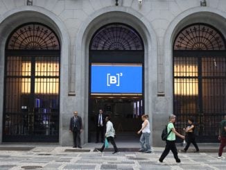 Entrada da B3, no centro de São Paulo (SP). Foto: Saulo Dias/NurPhoto via Getty Images.