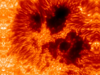 Imagem de mancha solar capturada pelo novo instrumento do maior telescópio solar do mundo, localizado no topo do vulcão Haleakala, no Havaí