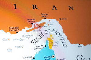 Mapa mostra o Estreito de Ormuz