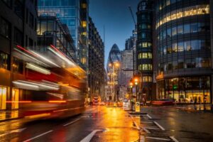 vista noturna de Londres, Inglaterra