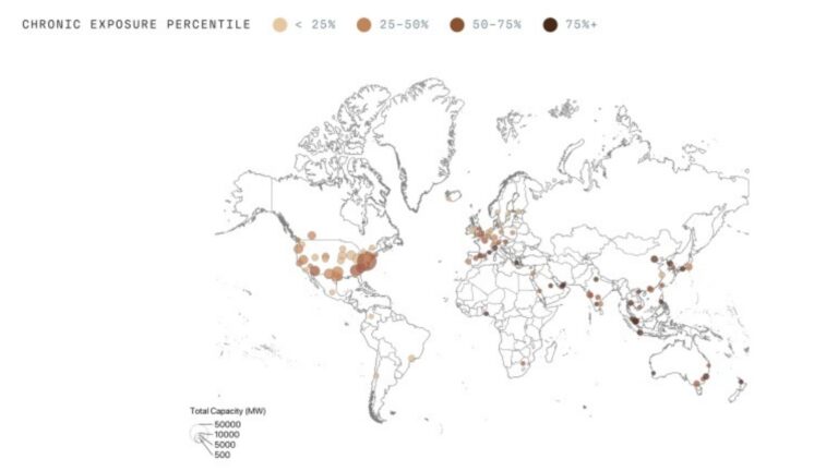 Concentração de data centers em localidades expostas a riscos de eventos climáticos crônicos