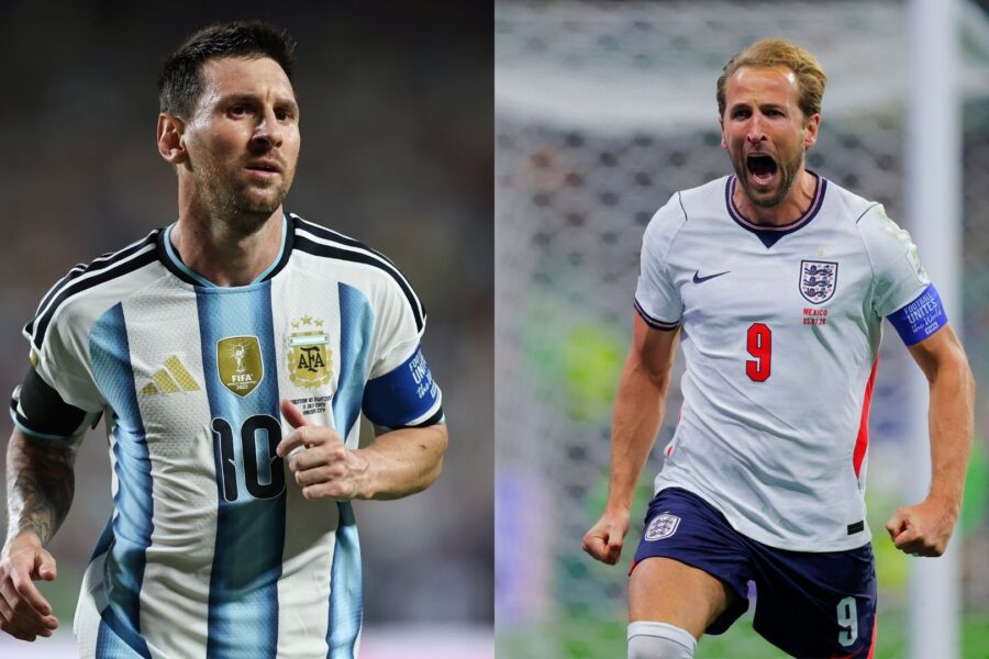 Pela primeira vez na história, Lionel Messi jogará contra a seleção da Inglaterra. O craque da Argentina é artilheiro do torneio até agora, com oito gols, mas Kane e Bellingham estão próximos, com seis gols cada