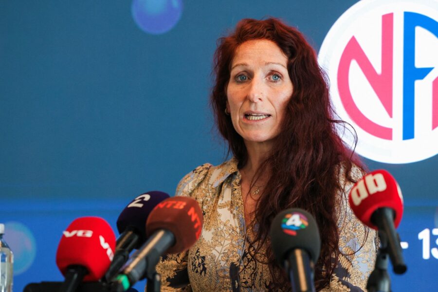 Lise Klaveness, presidente da Federação Norueguesa de Futebol, em Oslo