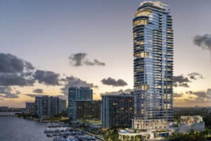 Projetado pelo renomado arquiteto nova-iorquino Robert A. M. Stern, o St. Regis Miami foi desenhado com traços específicos para atrair a nova onda de compradores domésticos americanos na Flórida