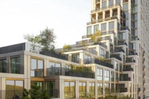 A Powerhouse criou um sistema escalonado de terraços e jardins ao ar livre que conecta duas torres residenciais em Haia, na Holanda