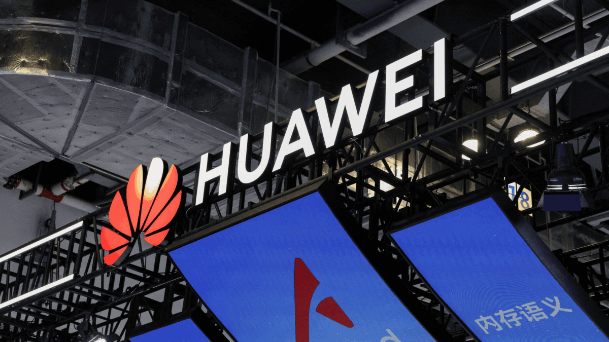 Representação gráfica de conexão tecnológica entre Huawei e Qualcomm
