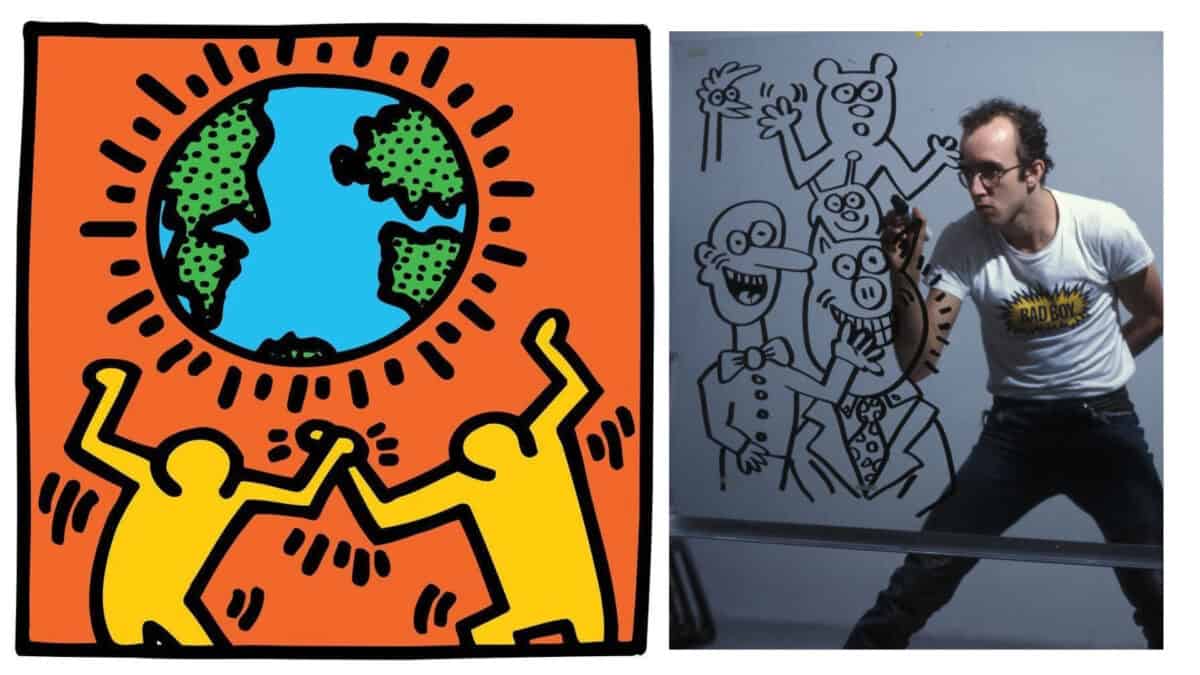 Obra de Keith Haring na parede da Pinacoteca