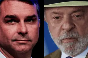 O senador Flávio Bolsonaro (PL) e o presidente Luiz Inácio Lula da Silva (PT)